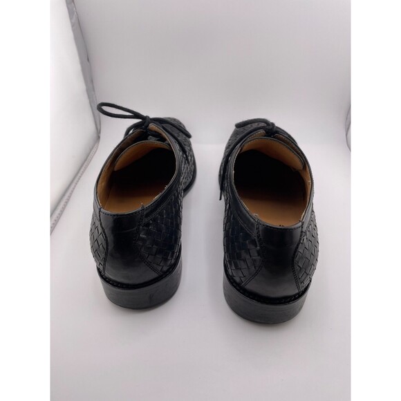 Fratelli Vero Cudio Shoe Mens Size 8.5 M Black Basketweave Lace Up Italian Shoes